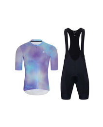 HOLOKOLO Kurzarm Radtrikot und Shorts - COSMA - Schwarz/Hellblau/Lila